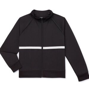 Athletic Works Girls Two-Tone Sweat Jacket, Size M (7-8) Color Black NWT